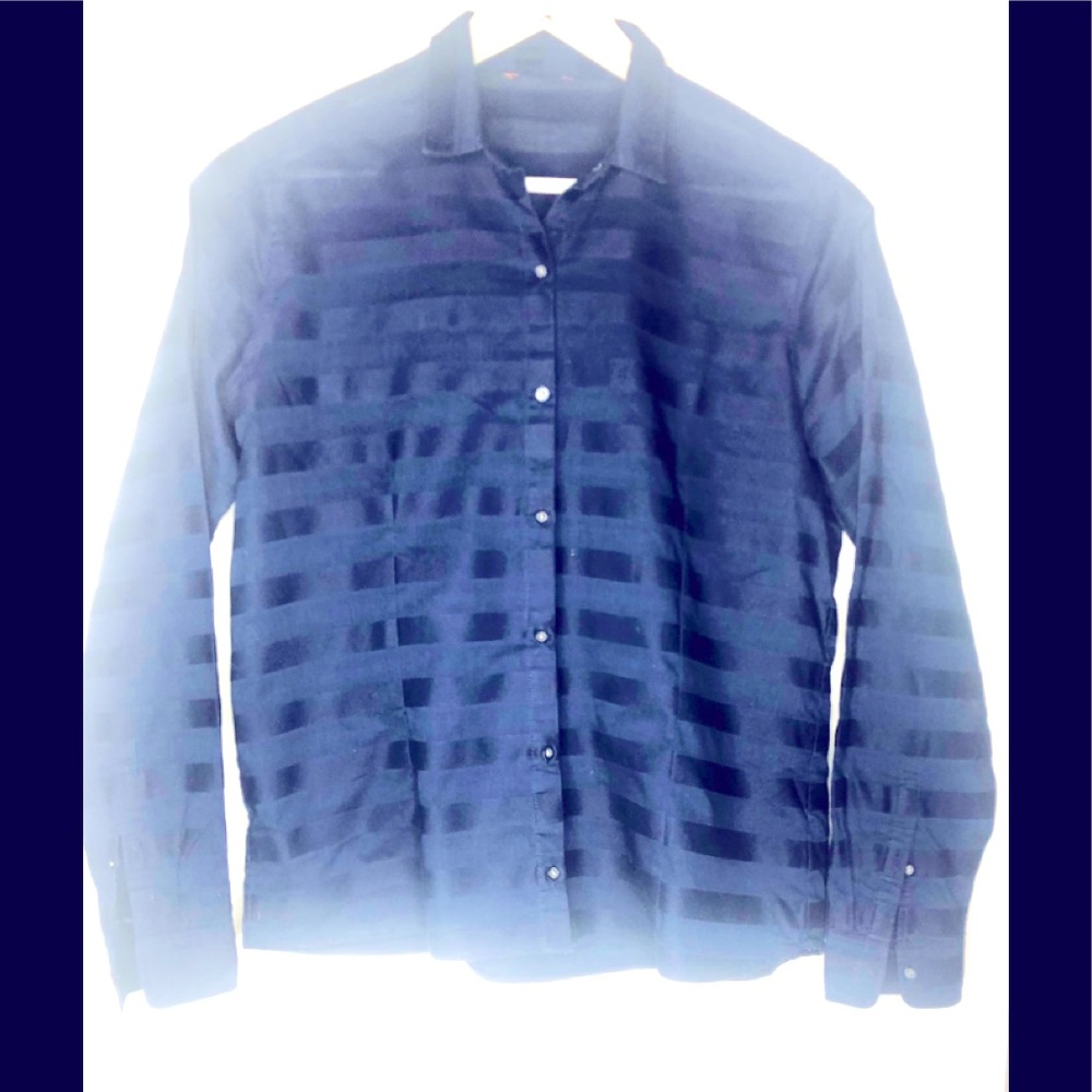 UNBRANDED WOMENS HORIZONTAL STRIPE NAVY BLOUSE